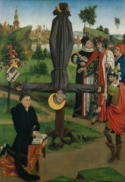 La crucifixión de San Pedro con un donante, La leyenda de San Antonio Abad con un donante de Northern French Painter