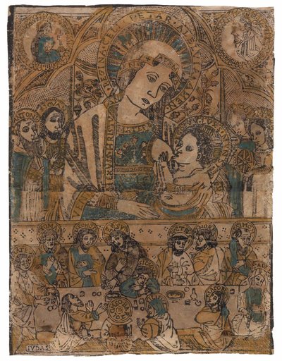 Madonna lactans con la Última Cena de Northern Italian School