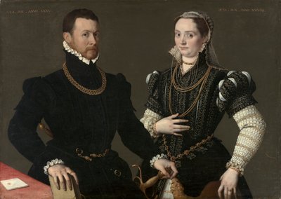 Retrato de una pareja, c. 1580-1588 (óleo sobre lienzo) de Northern Italian School