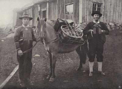 Montañeses de Saetersdalen con caballo de carga de Norwegian Photographer