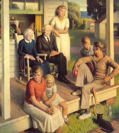 No More Chores, Family on Vacation, c.1935 (óleo sobre lienzo) de Norwood MacGilvary