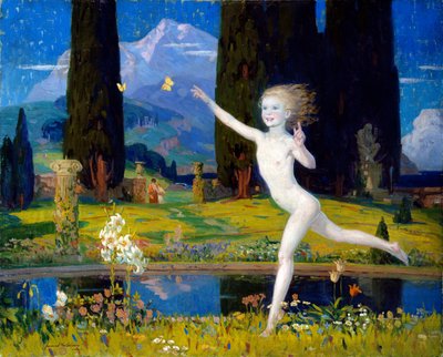 El jardín de la infancia, c.1922 (óleo sobre lienzo) de Norwood MacGilvary