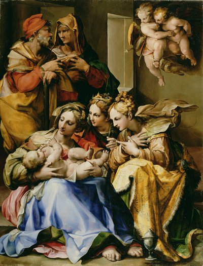 Sagrada Familia con Santa Ana, Catalina de Alejandría y María Magdalena, c.1560-9 de Nosadella