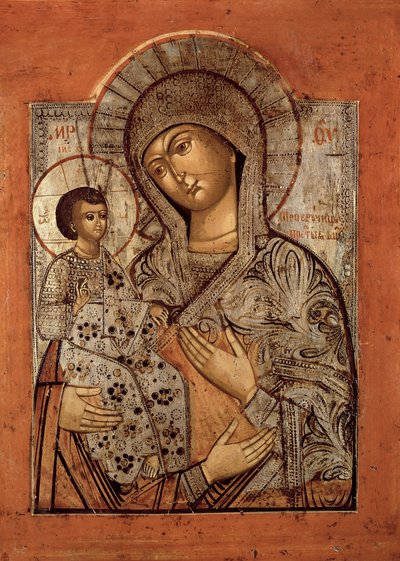 Icono de la Virgen Bendita con Tres Manos de Novgorod School