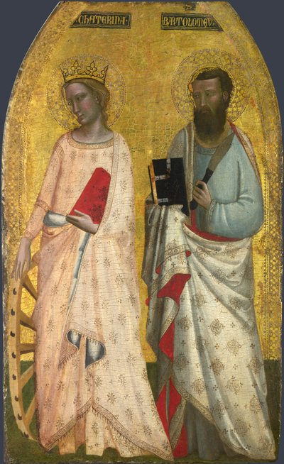 Santos Catalina y Bartolomé, c.1350 (temple al huevo sobre madera) de Nuzi Allegretto and Ghissi Francescuccio (fl.1345 74)