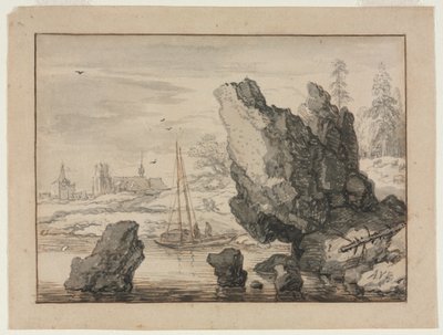 A Rocky Cove with Fishing Boats de Nymphenburg Porcelain Factory