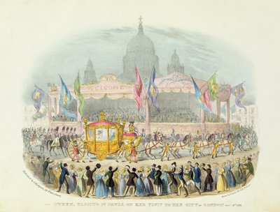 La Reina Victoria Pasando por la Catedral de San Pablo, 9 de Noviembre de 1837 (dibujo) de O. Hodgson