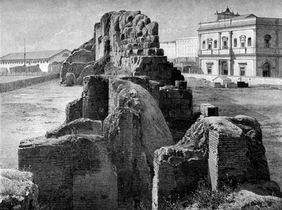Restos de la muralla serviana cerca de la estación de tren, Roma, 1902 de O Schulz