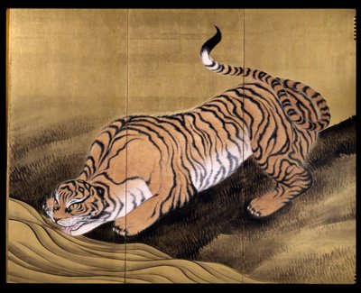 Tigres en un paisaje de Obun Kunii