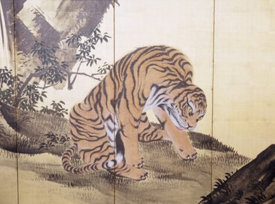 Tigres en un paisaje de Obun Kunii