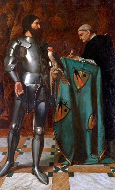 Caballero dictando una carta a un monje, 1865 de Octave Penguilly l