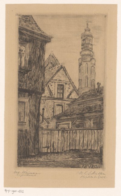 Vista de la ciudad con la torre de Weimar
Alt Weimar (título en el objeto) de Octavia Cornelia Suzanna Hofstede de Groot (signed by artist)