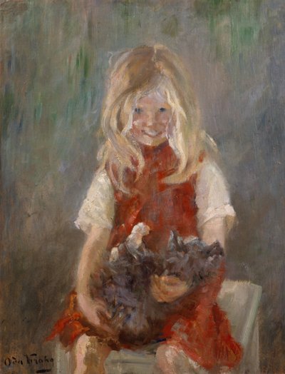 chica con gato de Oda Krohg