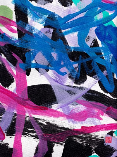 Zen Blue Strokes Abstraction, 2023 (acrílico sobre lienzo) de Odilia W. Y. Fu