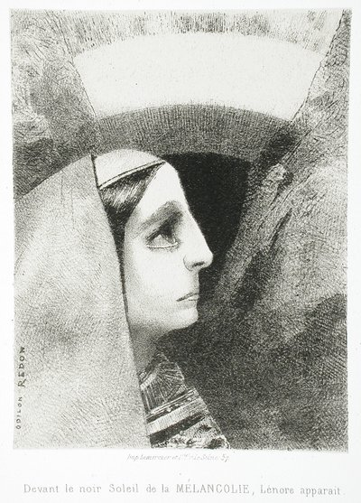 A Edgar Poe (Ante el negro sol de la melancolía aparece Lénore) de Odilon Redon