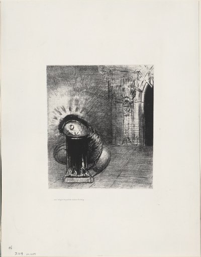 Una larga crisálida, del color de la sangre, placa 2 de 6 de Odilon Redon