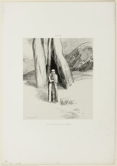 Un loco en un paisaje sombrío, lámina 3 de 6 de Odilon Redon