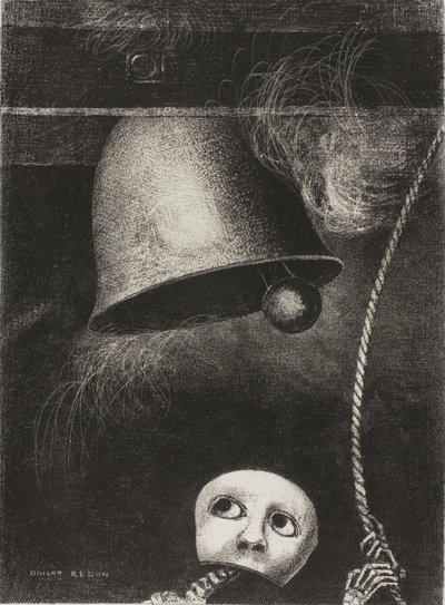 A Mask Sounds the Funeral Knell, placa tres de To Edgar Poe de Odilon Redon
