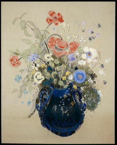 Un jarrón de flores azules, c.1905-08 de Odilon Redon