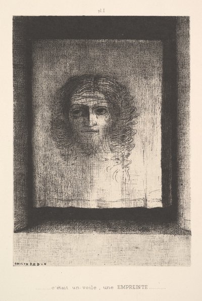 Un Velo, una Imagen Impresa, 1891 de Odilon Redon