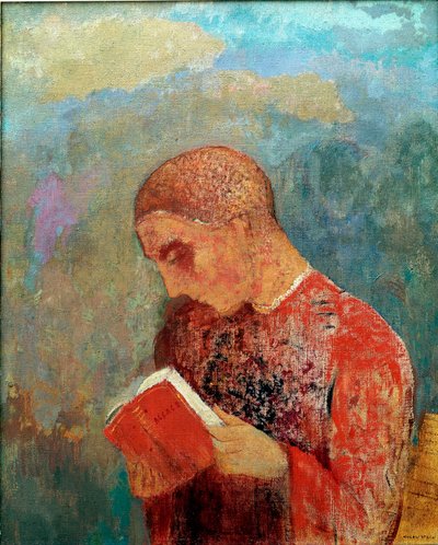 Alsacia o, Monje leyendo, c.1914 (óleo sobre lienzo) de Odilon Redon