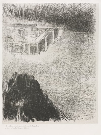 Y Yo, Juan, Vi la Ciudad Santa, la Nueva Jerusalén, Descender de Dios desde el Cielo de Odilon Redon