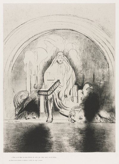 Y Vi en la Mano Derecha del que Estaba Sentado en el Trono un Libro Escrito por Dentro y por Fuera, Sellado con Siete Sellos de Odilon Redon
