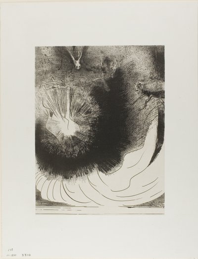 Y cayó una gran estrella del cielo, ardiendo como una lámpara, placa 5 de 12 de Odilon Redon
