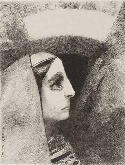 Antes del Sol Negro de la Melancolía, Aparece Lenore, placa dos de A Edgar Poe de Odilon Redon