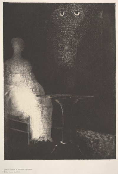 Abajo, vi los contornos vaporosos de una forma humana, 1896 de Odilon Redon