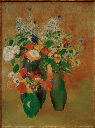 Ramo de flores / Naturaleza muerta de flores de Odilon Redon