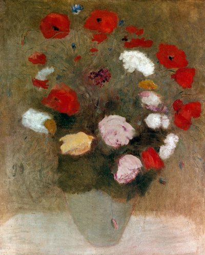 Ramo con amapolas. Pintura de Odilon Redon (1840-1916) de Odilon Redon