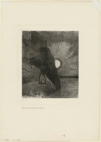 Incesantemente a mi lado se agita el demonio, lámina 7 de Las flores del mal de Charles Baudelaire. de Odilon Redon