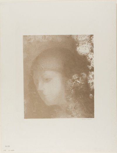 Cabeza de niño con flores de Odilon Redon