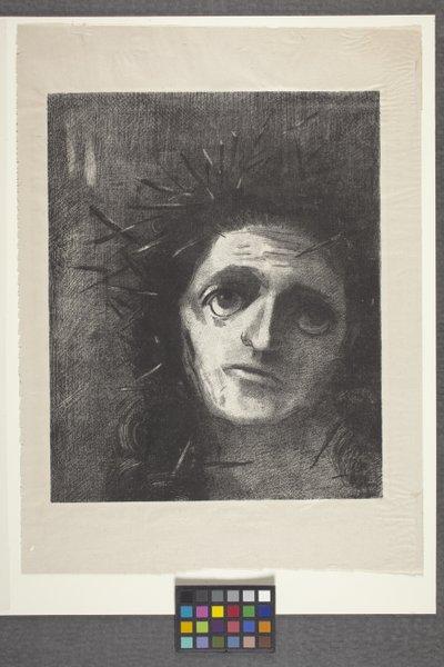 Cristo (litografía sobre papel chine volant) de Odilon Redon