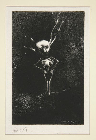 Dans le d?dale des branch la bl?me figure apparaissait (En el laberinto de ramas apareció la figura pálida), de la serie Le jur? (El jurado) de Odilon Redon