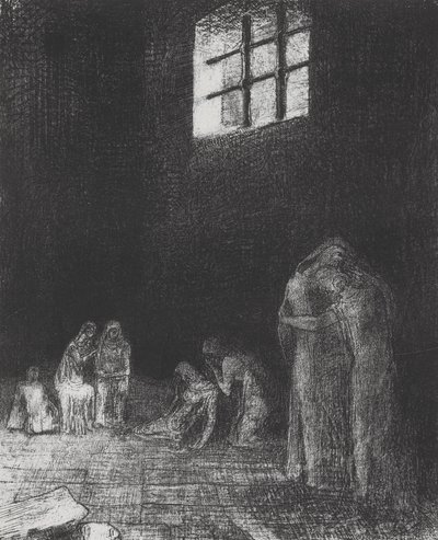 En la sombra la gente llora y reza... de Odilon Redon