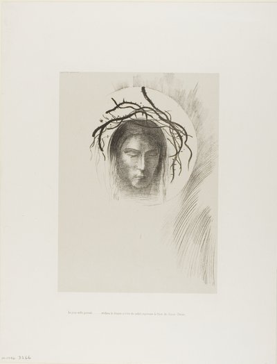 El día aparece al fin,...y en el mismo disco del sol brilla el rostro de Jesucristo, lámina 24 de 24 de Odilon Redon