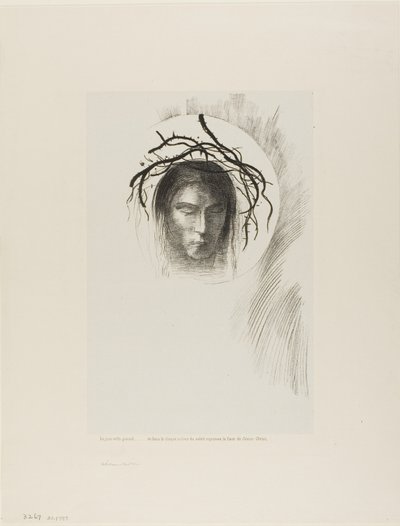 El Día Aparece al Fin,...y en el Mismo Disco del Sol Brilla el Rostro de Jesucristo, lámina 24 de 24 de Odilon Redon