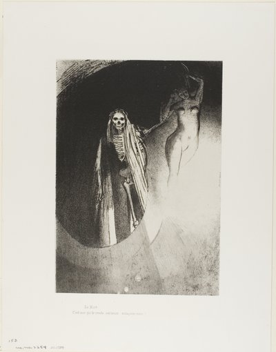 Muerte: "Soy yo quien te hace serio; abracémonos", lámina 20 de 24 de Odilon Redon