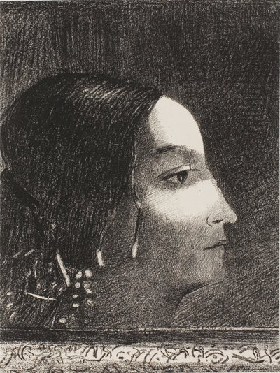 Dramática y grandiosa con su rostro como el de una sacerdotisa druida de Odilon Redon