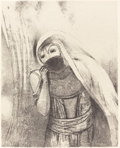 Ella saca de su pecho una esponja completamente negra y la cubre de besos de Odilon Redon