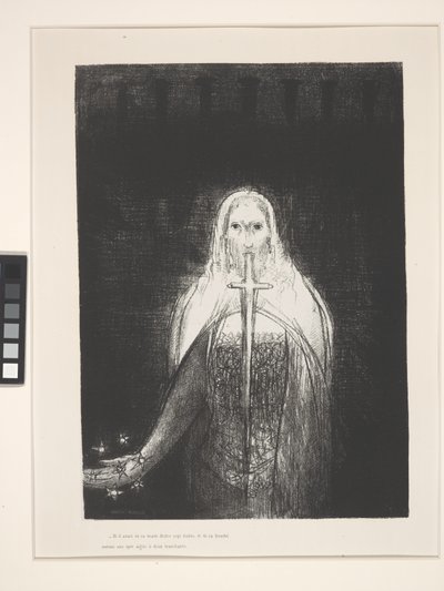 Y tenía en su mano derecha siete estrellas... (litografía sobre papel chine appliqué) de Odilon Redon