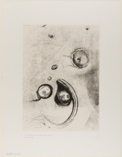 Y que ojos sin cabeza flotaban como moluscos, lámina XIII de Tentation de St. Antoine de Odilon Redon