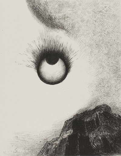 Por todas partes los ojos arden, lámina 9 de La tentación de San Antonio (1ª serie) de Odilon Redon