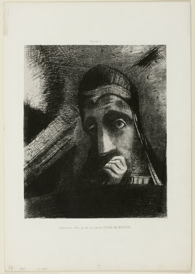 Rostro de misterio (En mi sueño vi en el cielo un ROSTRO DE MISTERIO), lámina 1 de Homenaje a Goya de Odilon Redon