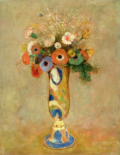 Flores en un jarrón pintado de Odilon Redon