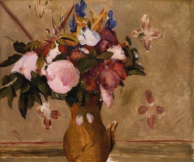 Flores en un jarrón, copia de una pintura de Cézanne, c.1886 de Odilon Redon