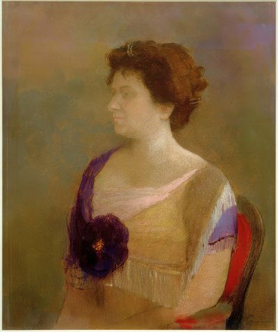 Mujer con flor en el corpiño de Odilon Redon