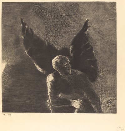 Gloria y alabanza a ti, Satanás, en las alturas del cielo, donde reinaste, y en las profundidades del infierno, donde, vencido, sueñas en silencio de Odilon Redon